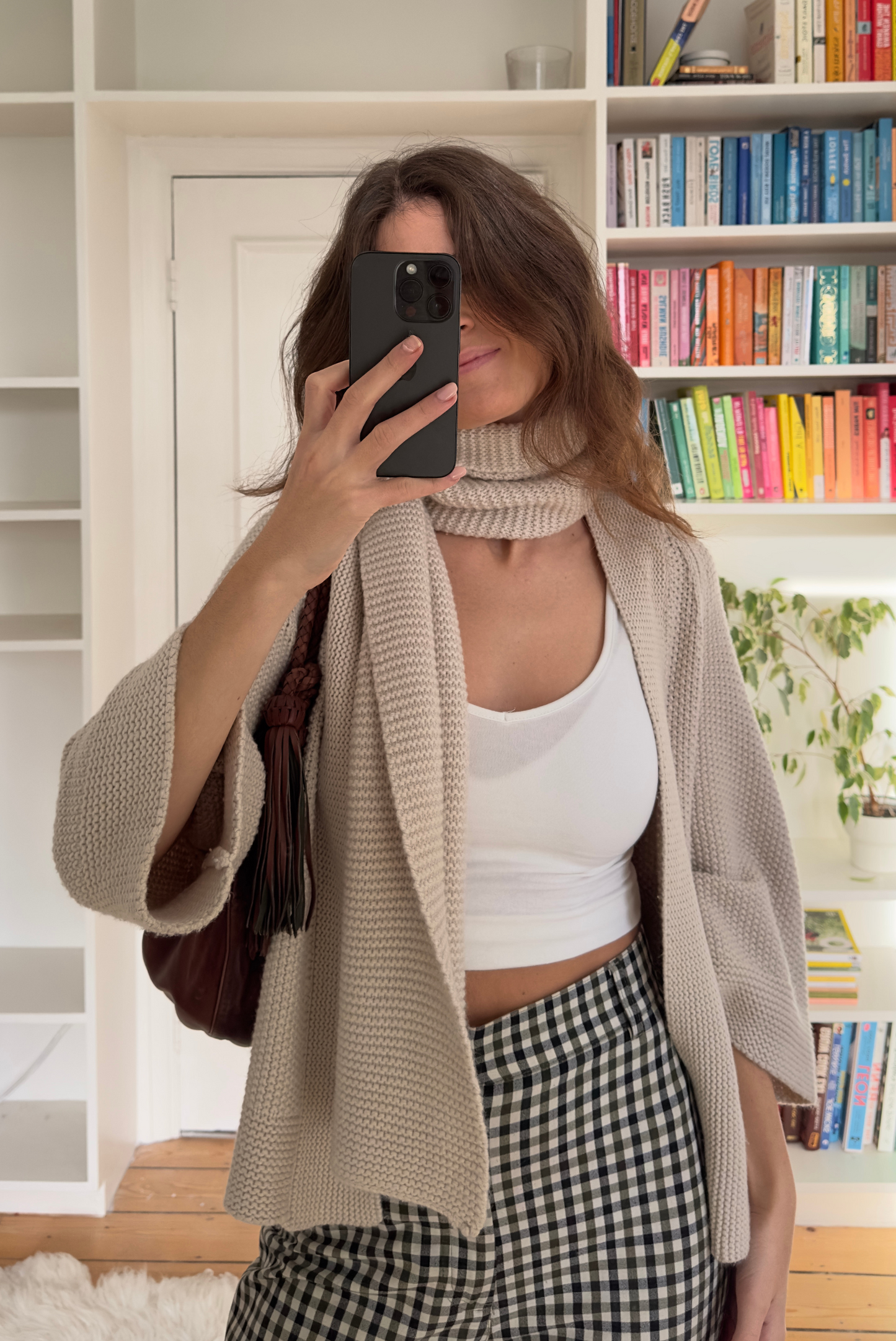 Cashmere Blend Cardigan & Scarf Matching Set