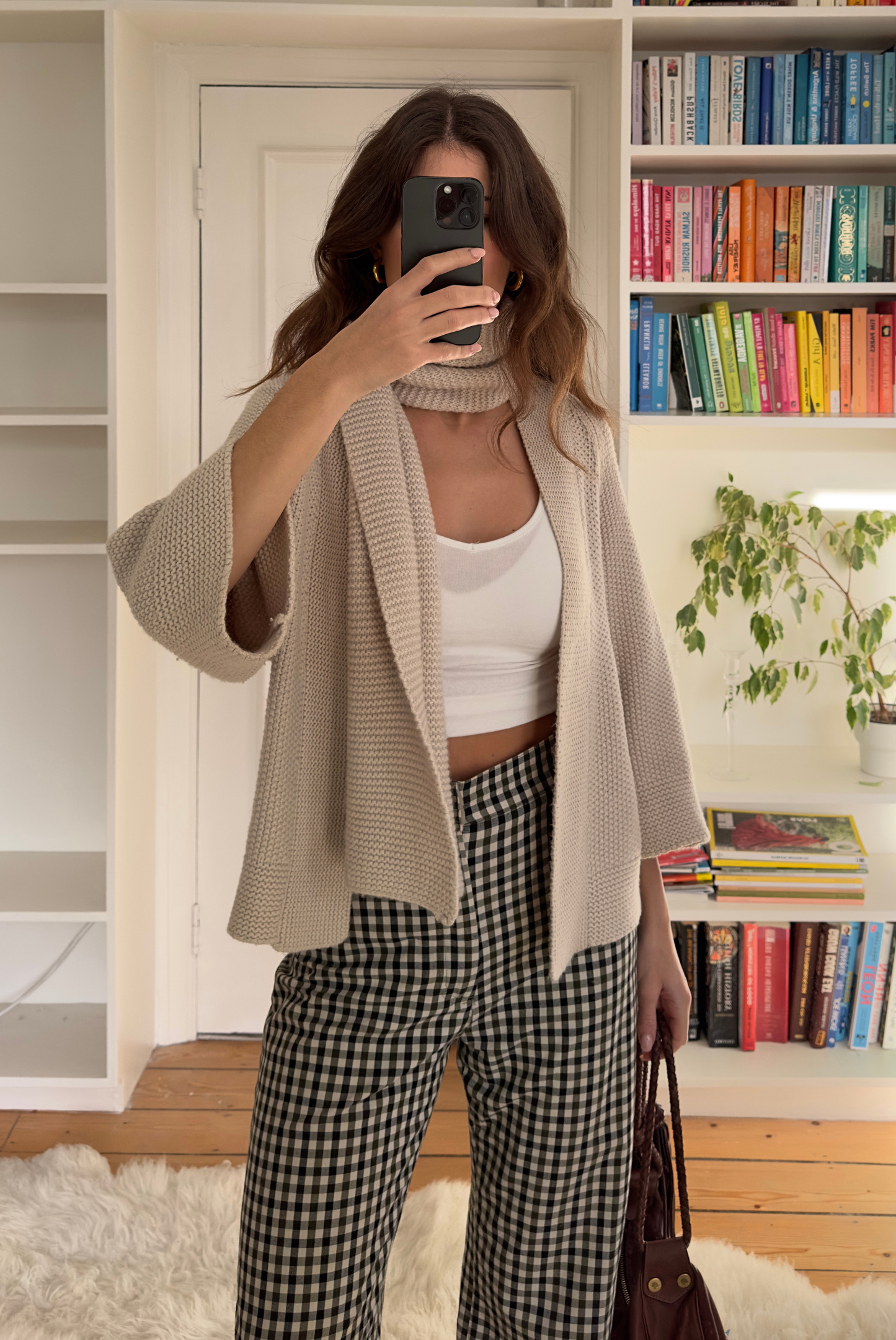 Cashmere Blend Cardigan & Scarf Matching Set