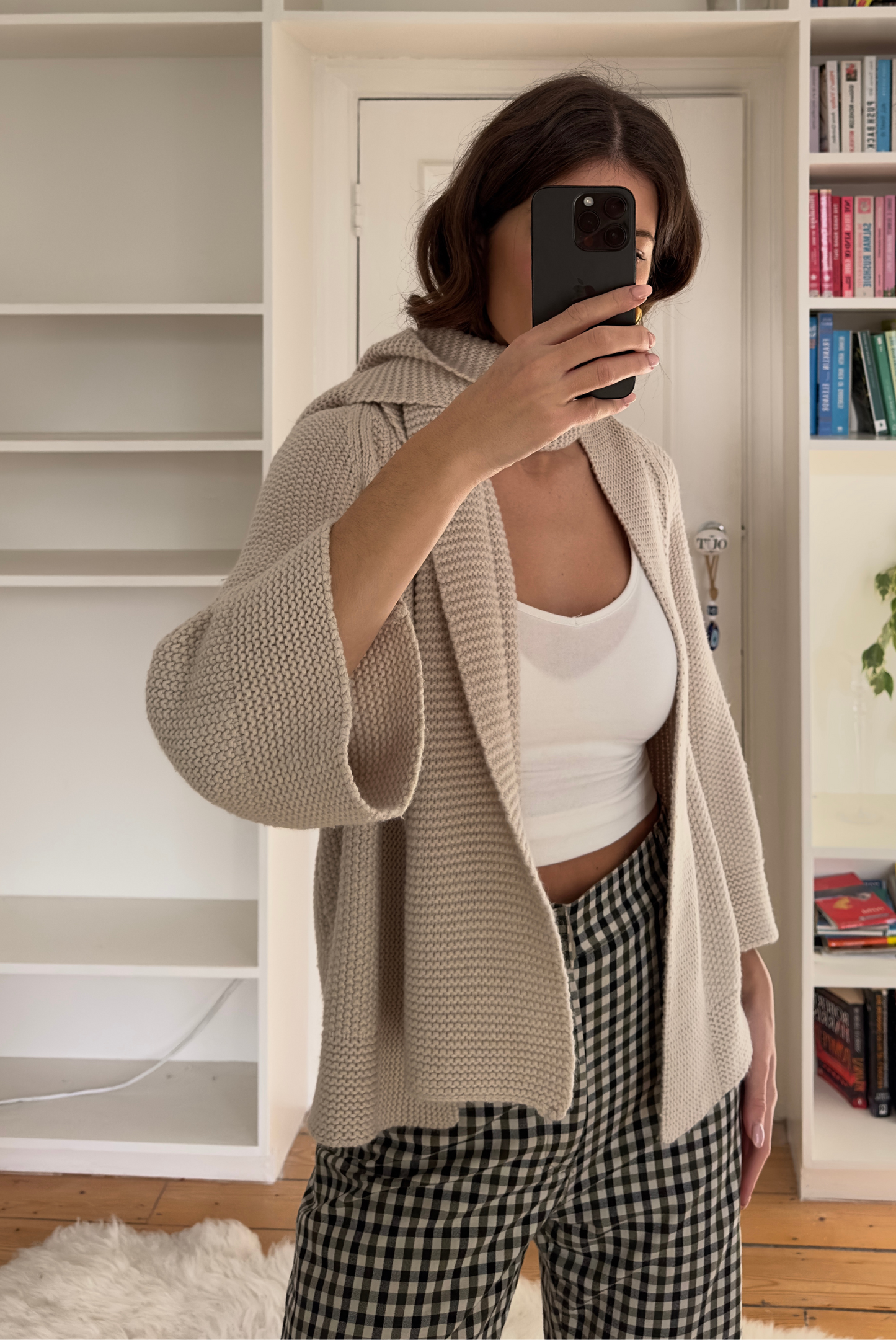 Cashmere Blend Cardigan & Scarf Matching Set