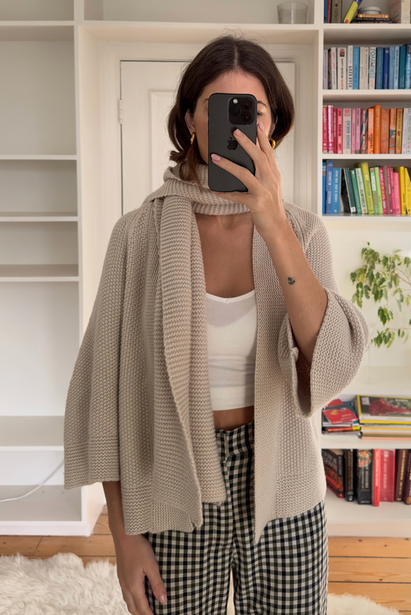 Cashmere Blend Cardigan & Scarf Matching Set