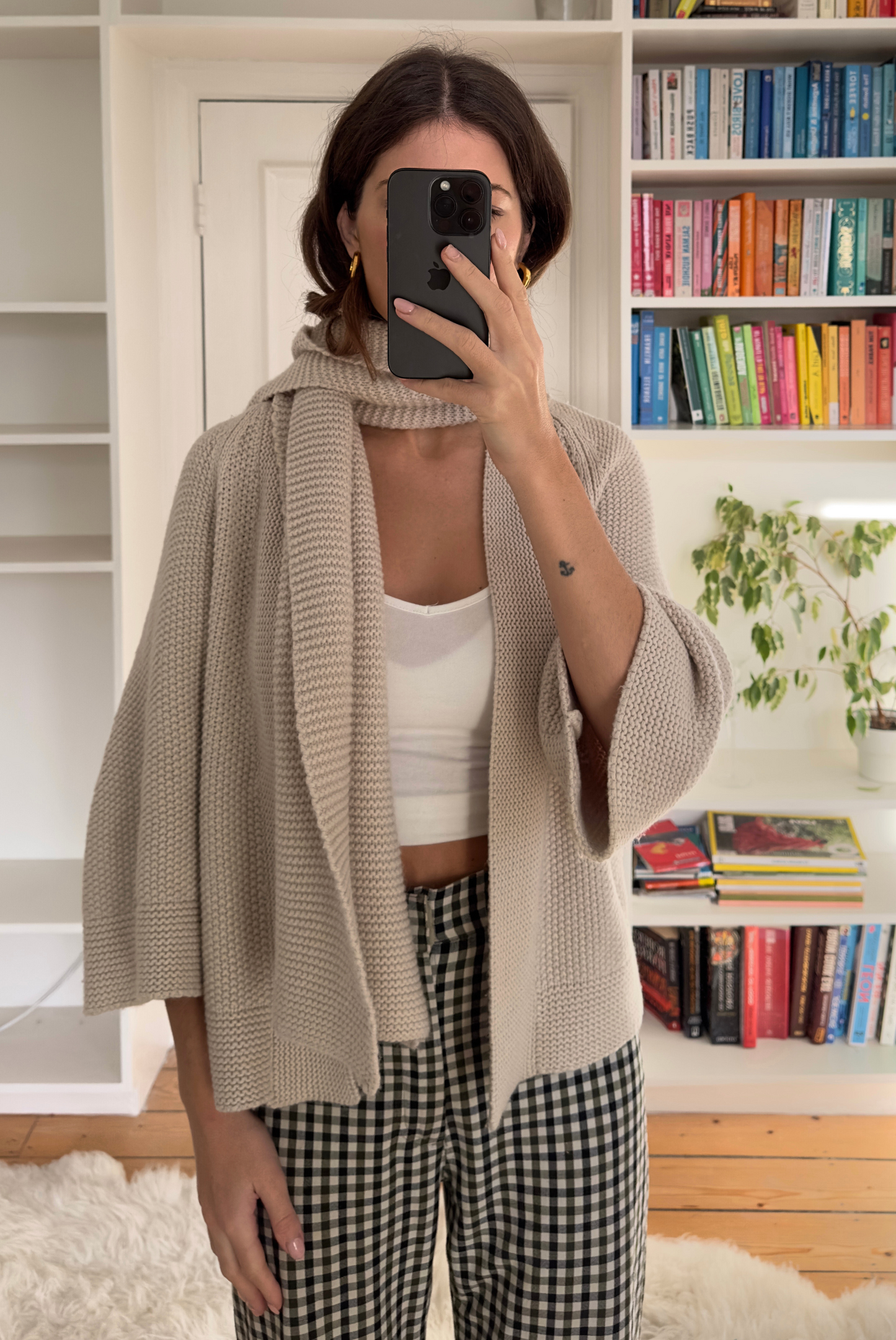 Cashmere Blend Cardigan & Scarf Matching Set