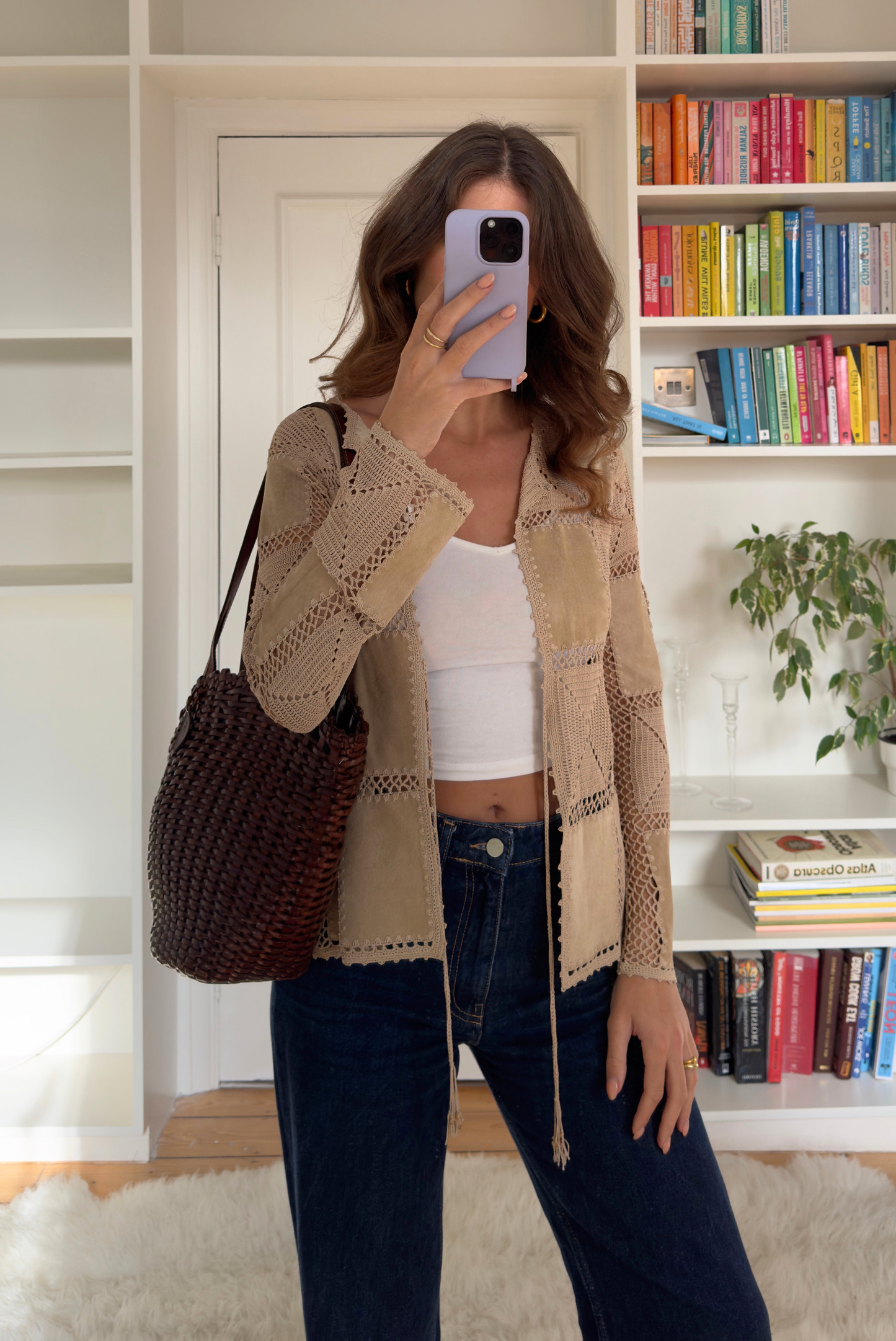 Real Suede & Crochet Cardigan