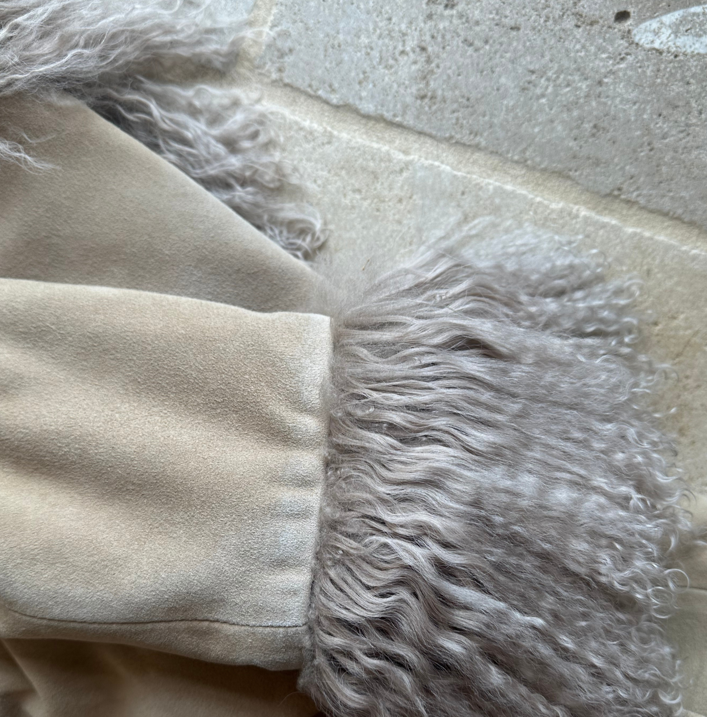100% Real Suede Mongolian Sheepskin Coat