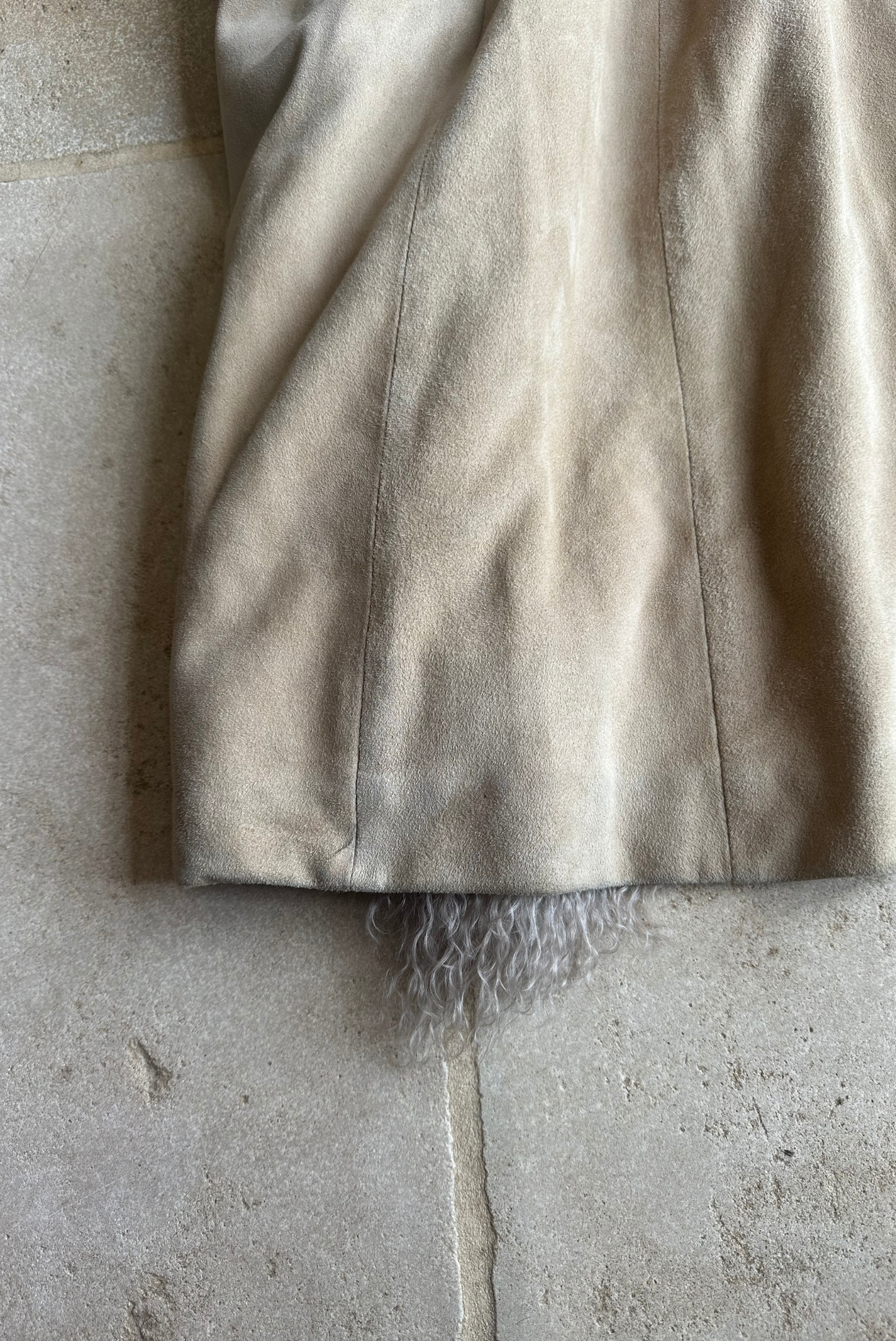 100% Real Suede Mongolian Sheepskin Coat