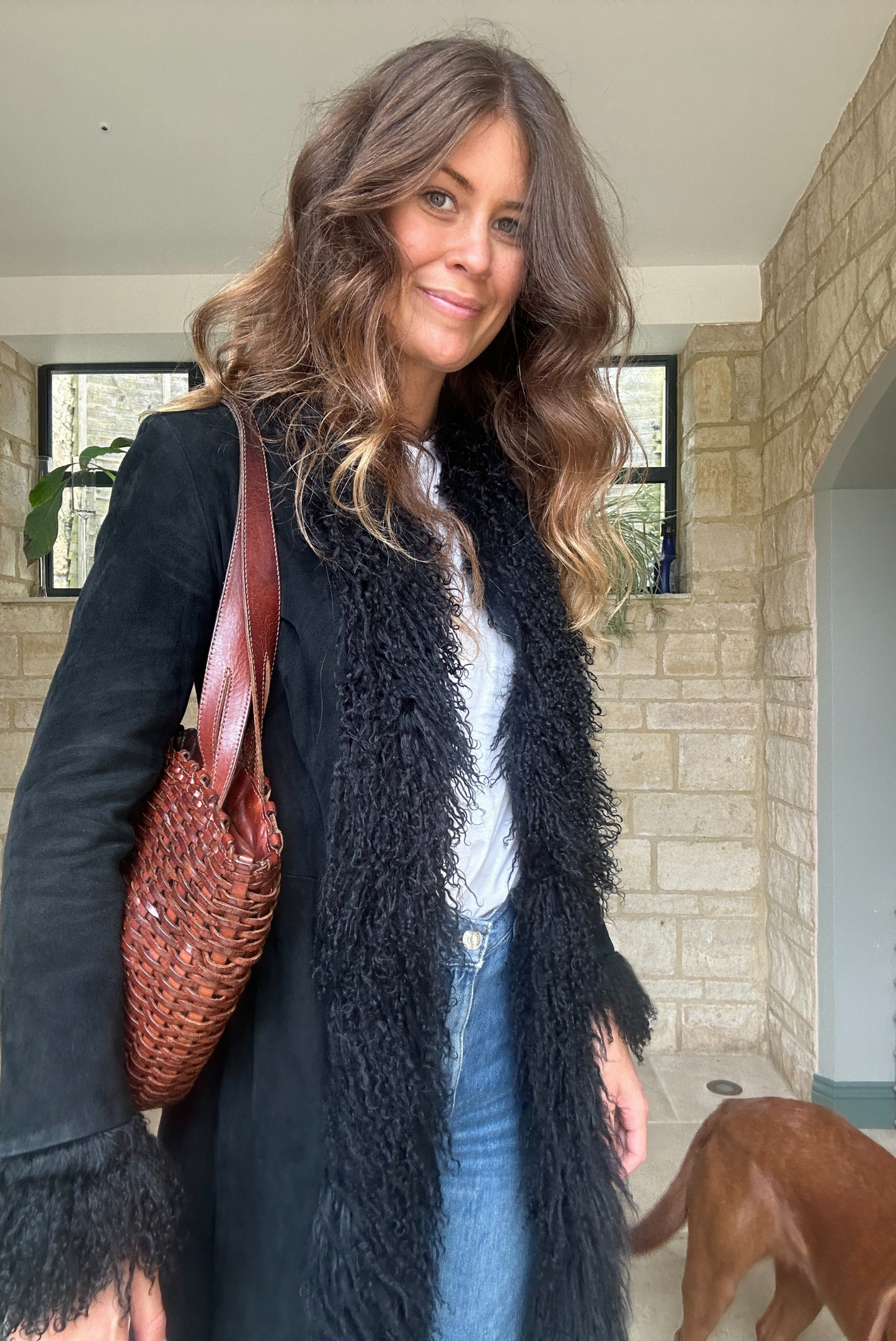 100% Real Suede Mongolian Sheepskin Coat