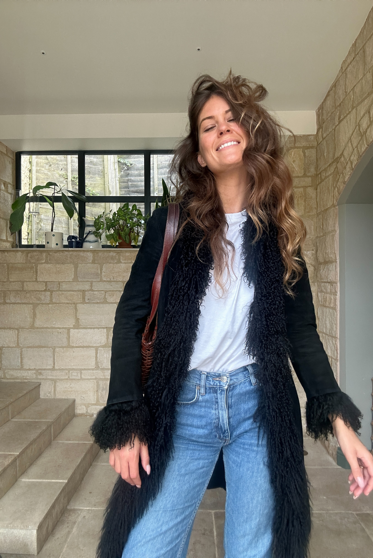 100% Real Suede Mongolian Sheepskin Coat