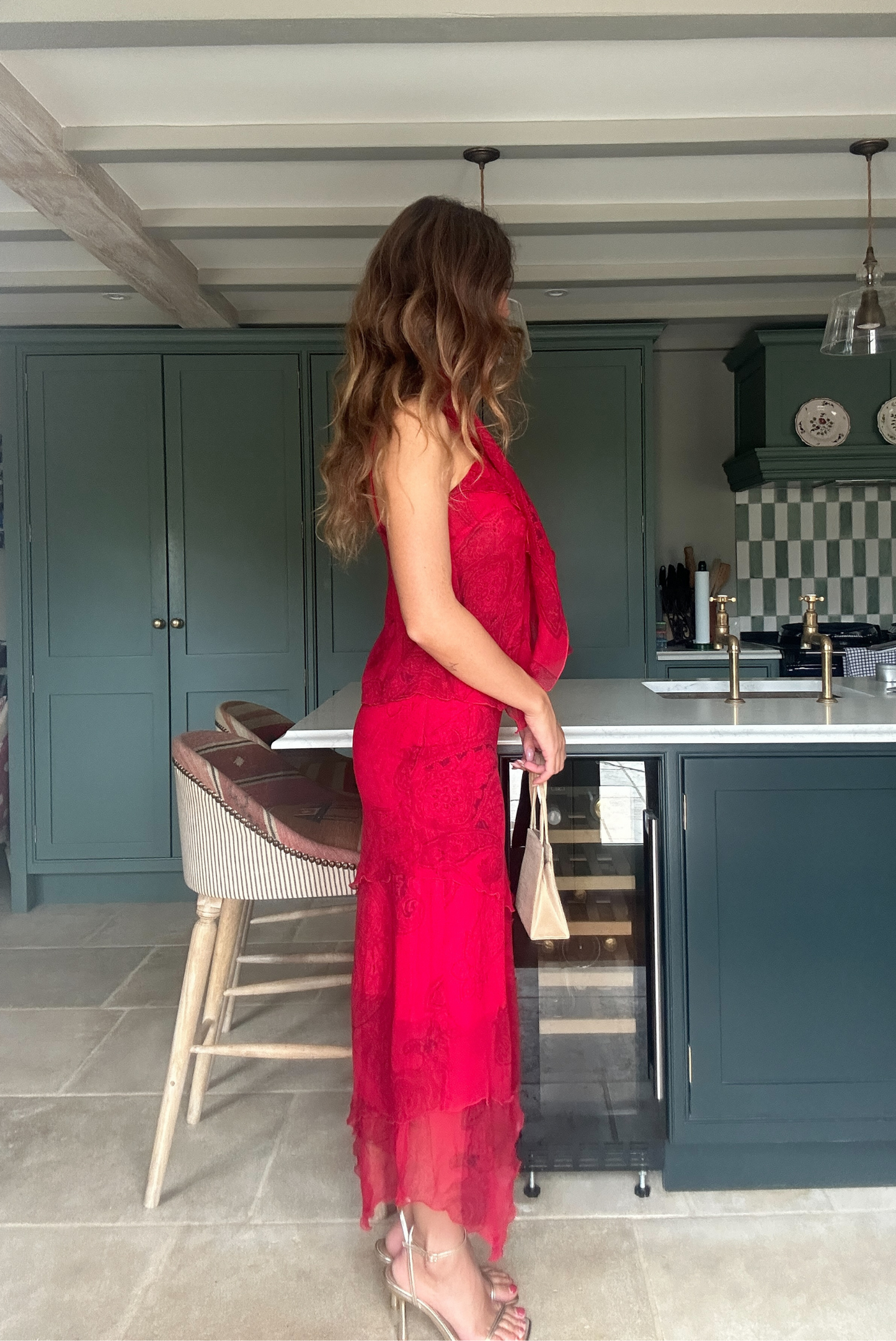 100% Silk Cami, Skirt & Scarf Matching Set