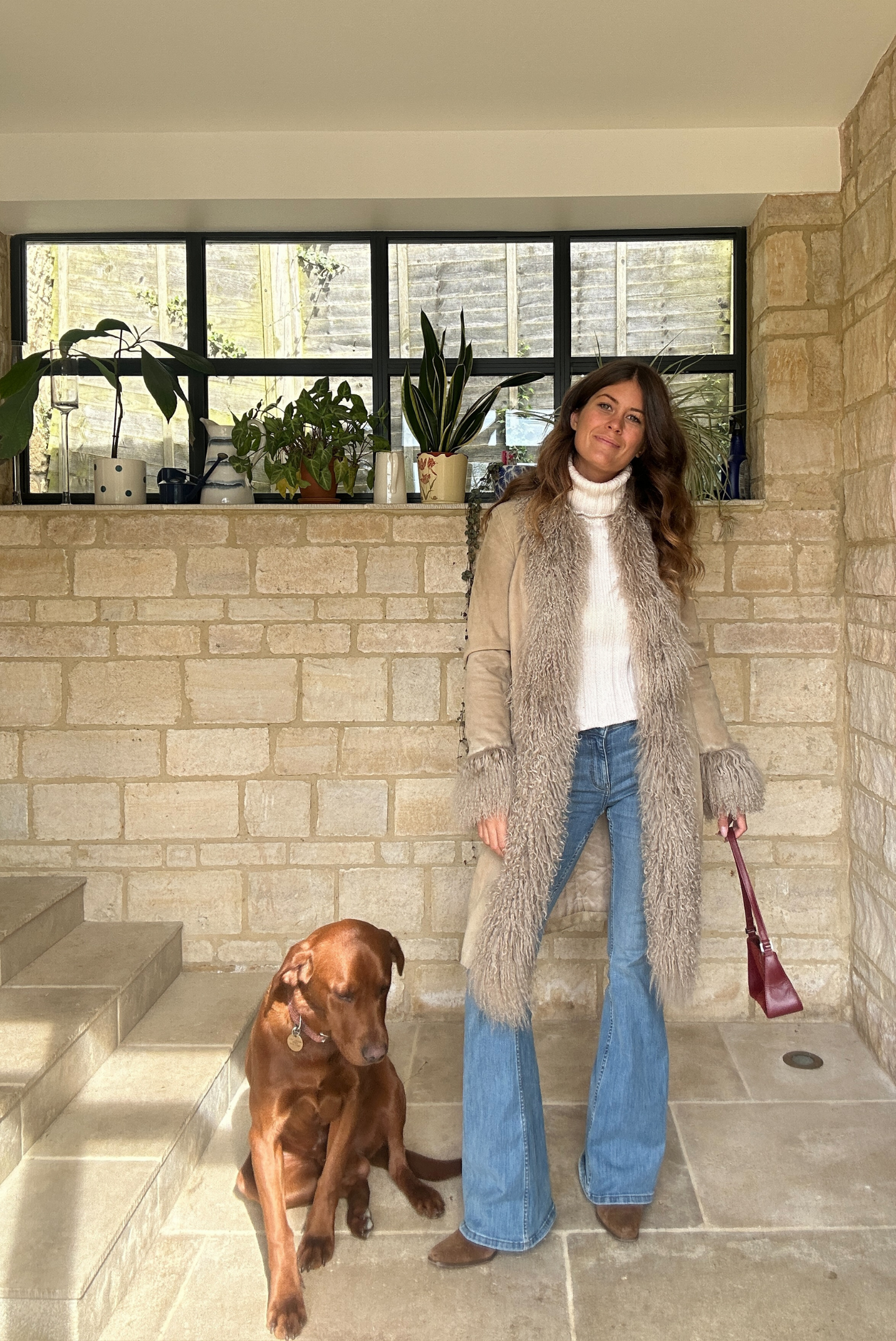 100% Real Suede Mongolian Sheepskin Coat